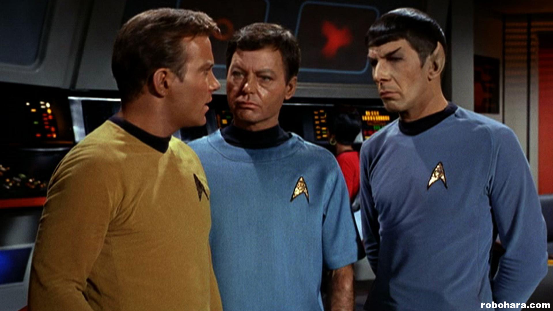 Star Trek the Original Series with Captain Kirk, Dr. Bones McCoy, and Spock